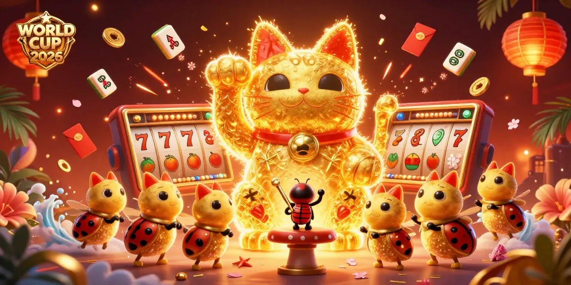 Bet on WORLD CUP 2026 with a dynamic casino scene featuring vibrant lucky symbols.