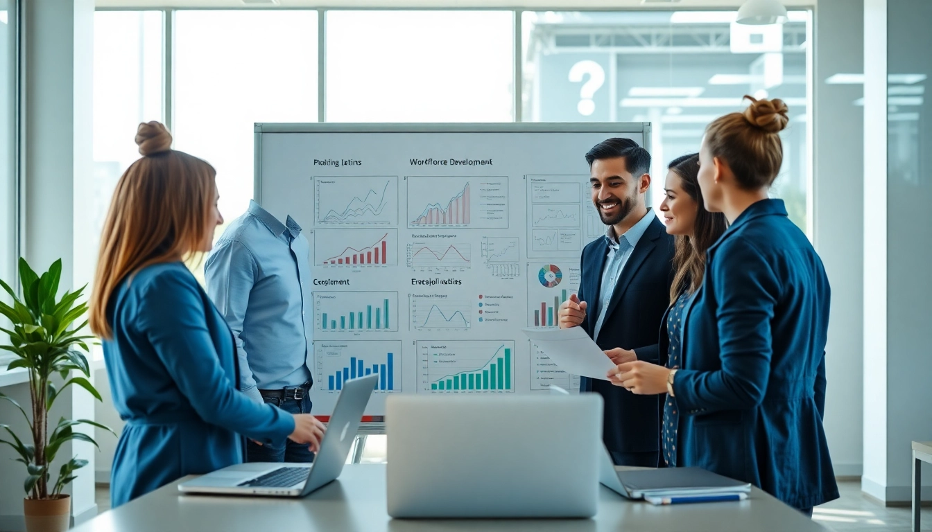 Enhancing workforce development through teamwork and innovation in a bright office setting.