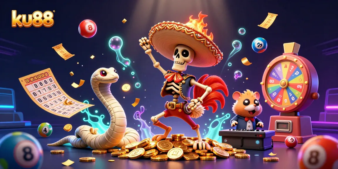 Join the excitement at ku88 with vibrant casino elements and dynamic characters celebrating wins.