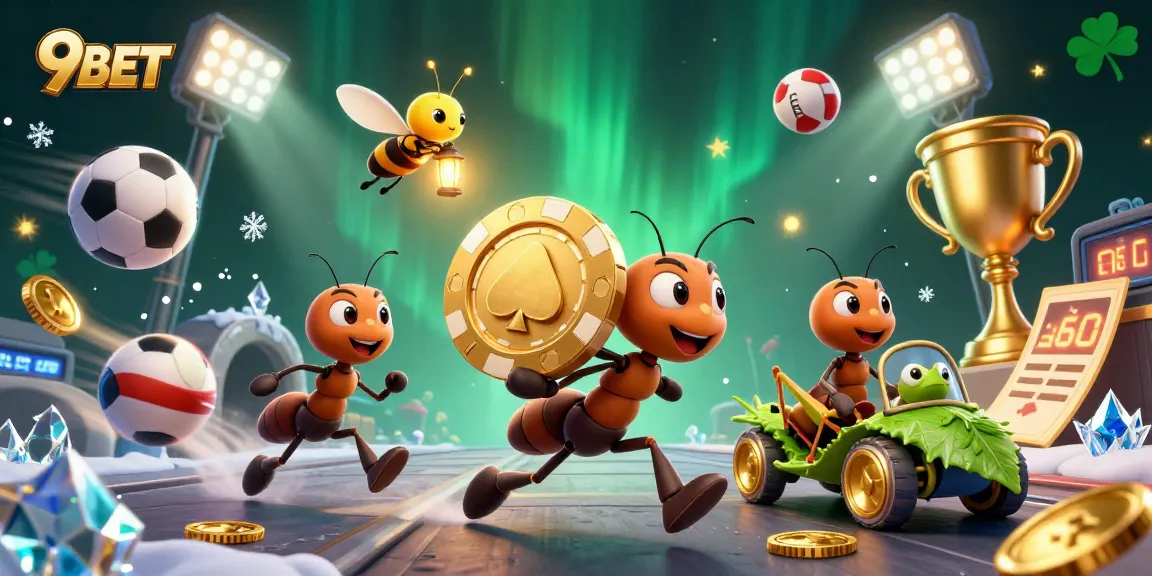 9BET delivers an exciting heist scene with cartoon ants, adding dynamic sports elements.