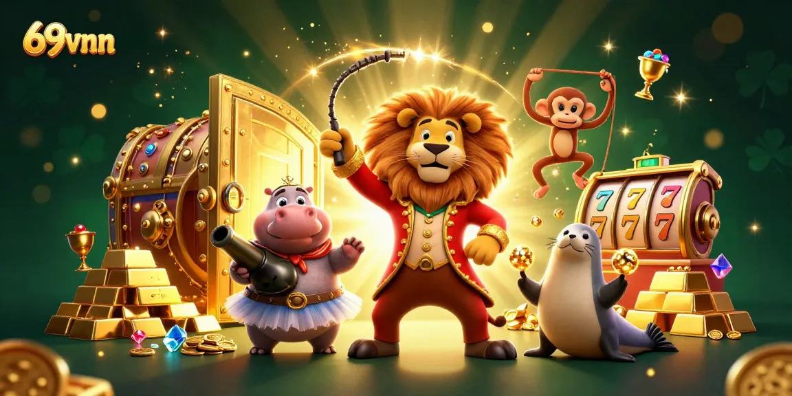 Experience the excitement of 69vnn with our vibrant 3D casino scene featuring whimsical characters.