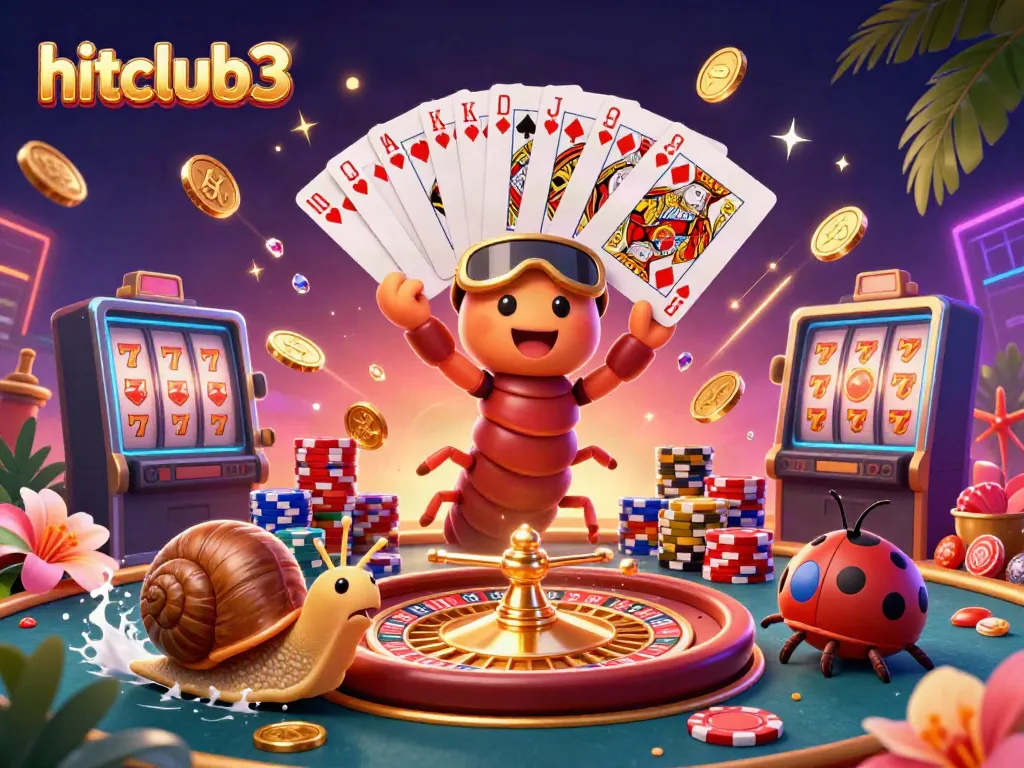 Experience the thrill of hitclub3 with a millipede dealer and high-stakes gameplay in a vibrant casino scene.