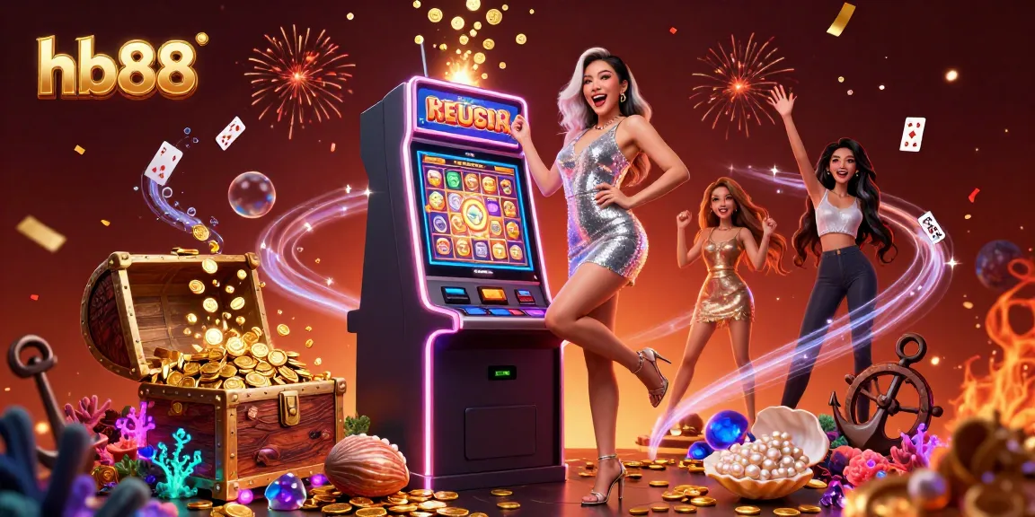 Spin to win at hb88’s vibrant jackpot scene with celebratory Asian woman and dazzling casino elements.