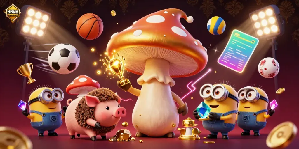 Bet on victory with the enchanting 98WIN wizard, amid a vibrant sports clash of lights and treasures!