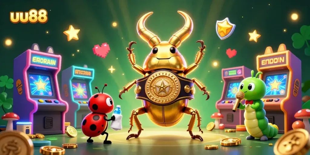 Experience thrilling gameplay with uu88 icons and characters in a vibrant, dynamic casino scene.