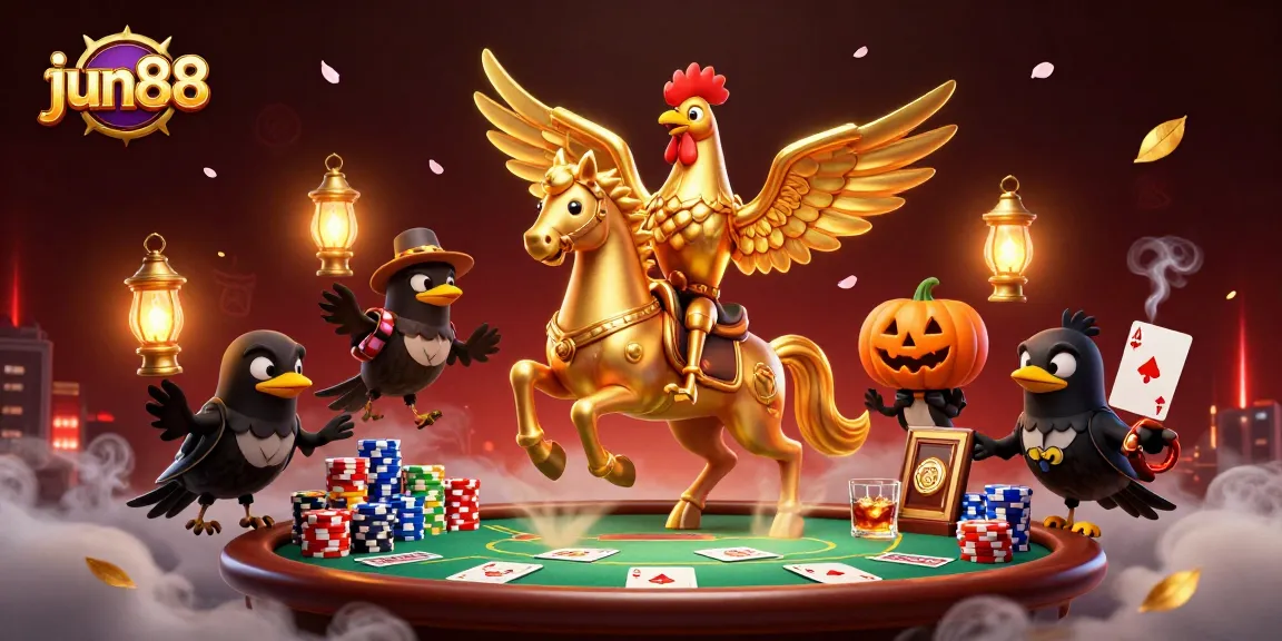 Experience thrilling gameplay with jun88's headless horseman, golden rooster, and poker excitement.
