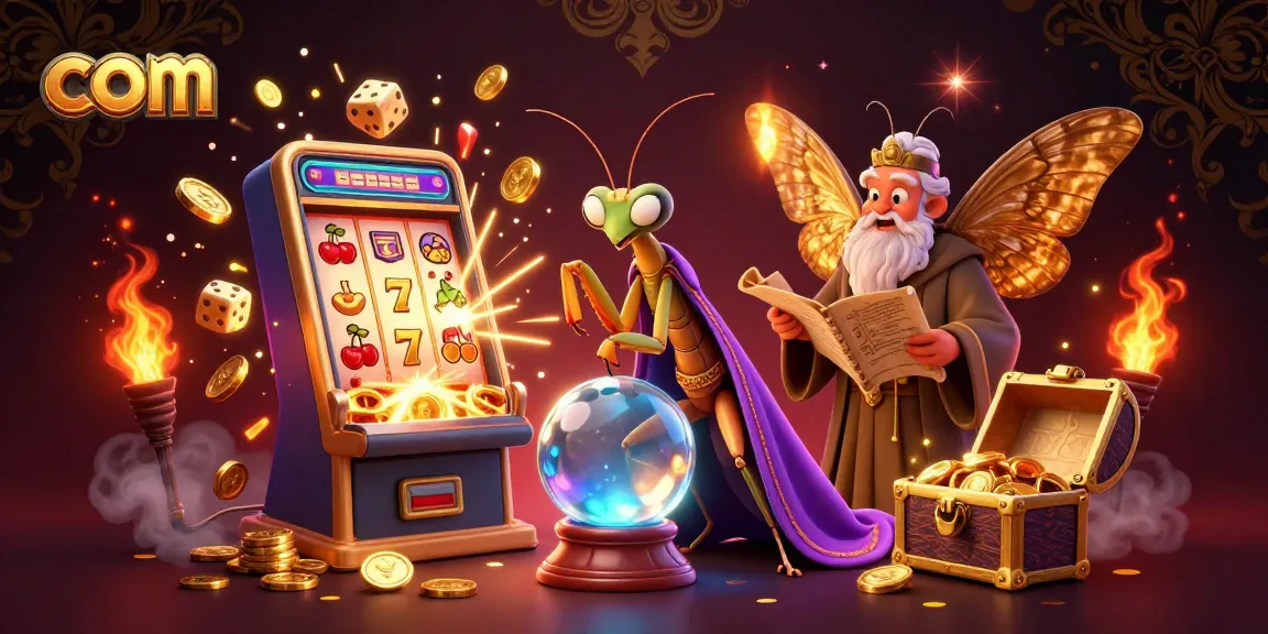 Experience thrilling gaming excitement with com; a vibrant 3D slot scene featuring fortune teller characters.