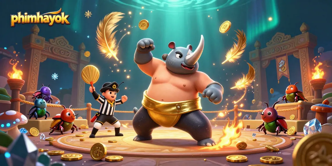 Experience thrilling gaming action with phimhayok, featuring victorious beetles in a dynamic casino arena.