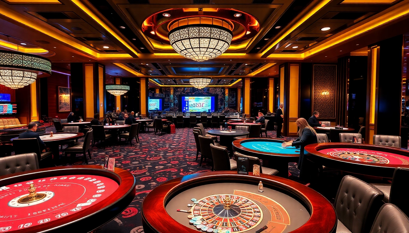 Experience the thrill of gaming at Nhà Cái FB88 with exciting casino tables and vibrant atmosphere.