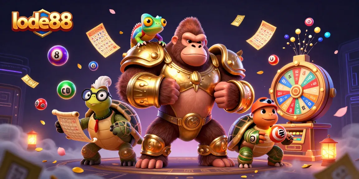 Engage in thrilling lottery action with lode88 featuring the gorilla king and colorful game elements.