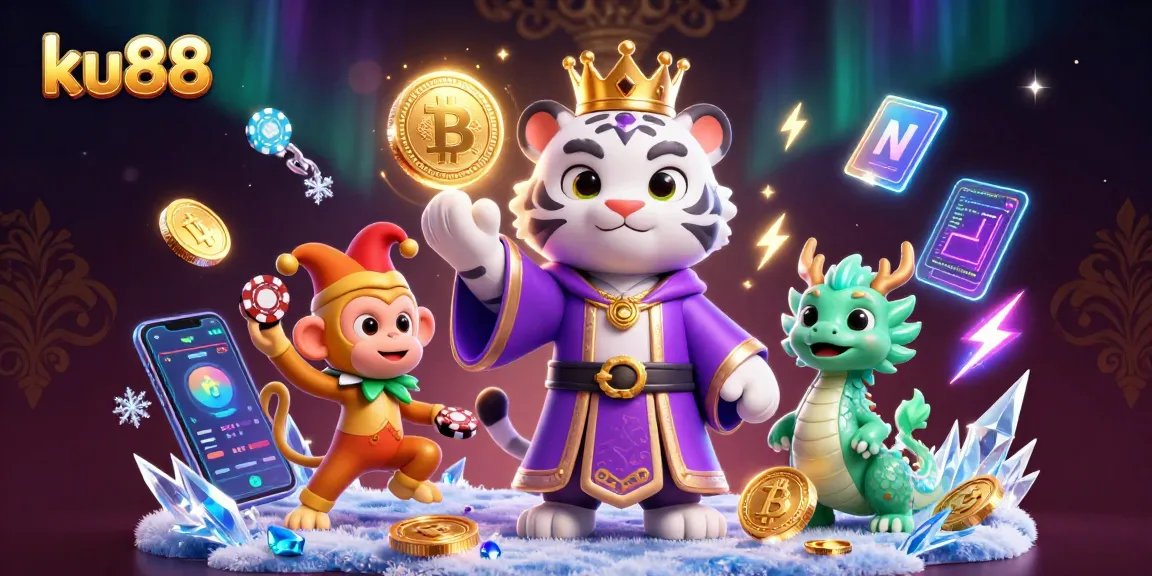 Engage in thrilling gameplay with ku88 featuring vibrant characters amidst crypto-themed casino elements.