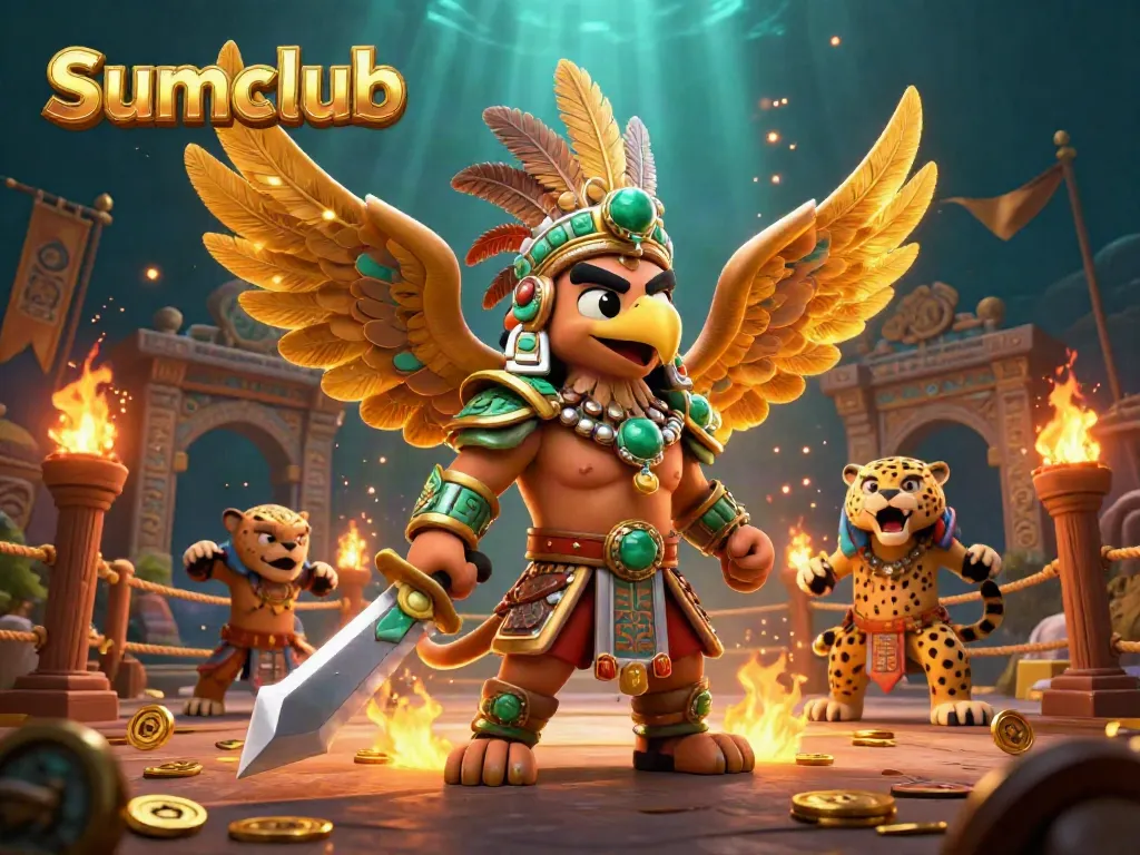 Engage in thrilling casino adventures with Sumclub as warriors battle amidst golden coins and dynamic games.