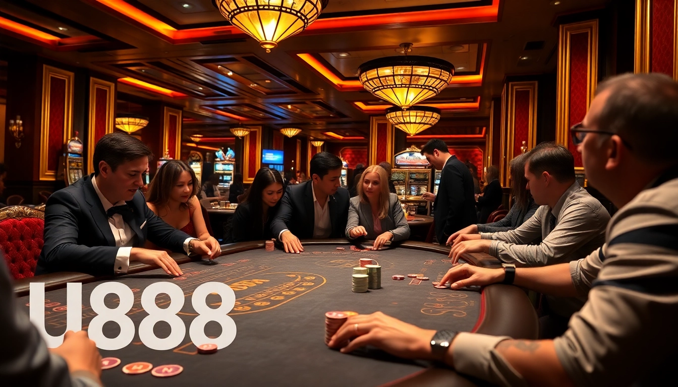 Experience thrilling gameplay at U888 ABCVIP with vibrant casino tables and rich decor.